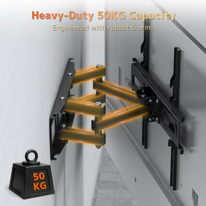 PUTORSEN TV Wandhalterung, Schwenkbar Neigbar TV Halterung 32-70 Zoll (ca. 81-178 cm) Flach & Curved