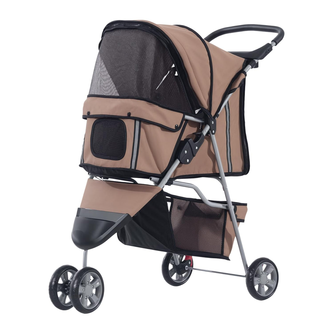 PawHut Hundewagen Hundebuggy Buggy Hunde Katzen Pet Stroller Hunde Buggy Kaffeebraun Kaffeebraun 75L
