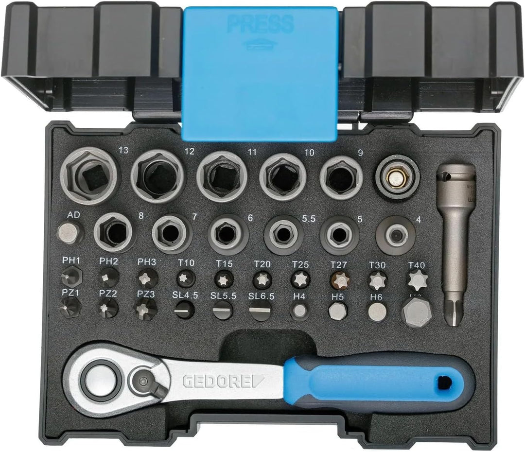 Bit-Steckschlüsselbox mit Knarre 1/4" 35tlg