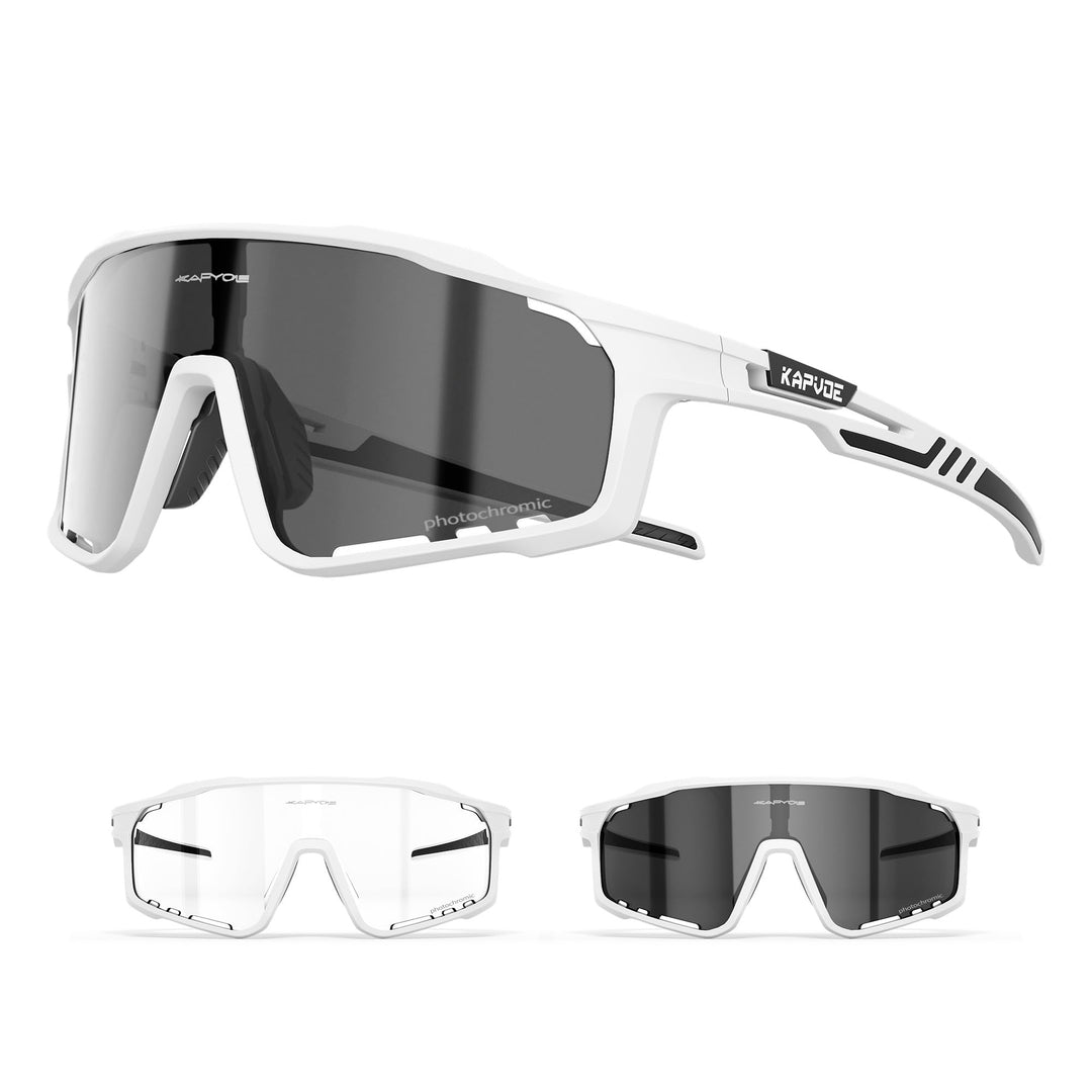KAPVOE Photochromatische Fahrradbrille MTB Brille Selbsttönend Klar Radbrille Rennrad Sportbrille So