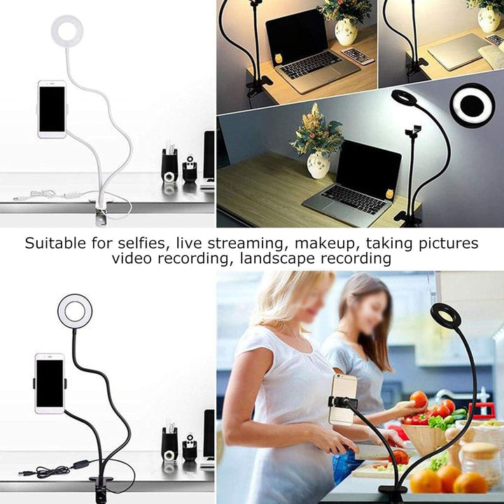 LED Ring Light, Selfie Makeup, with 3 Color Modes, 10 Brightness Levels, Flexible Arms, 360° Rotatio