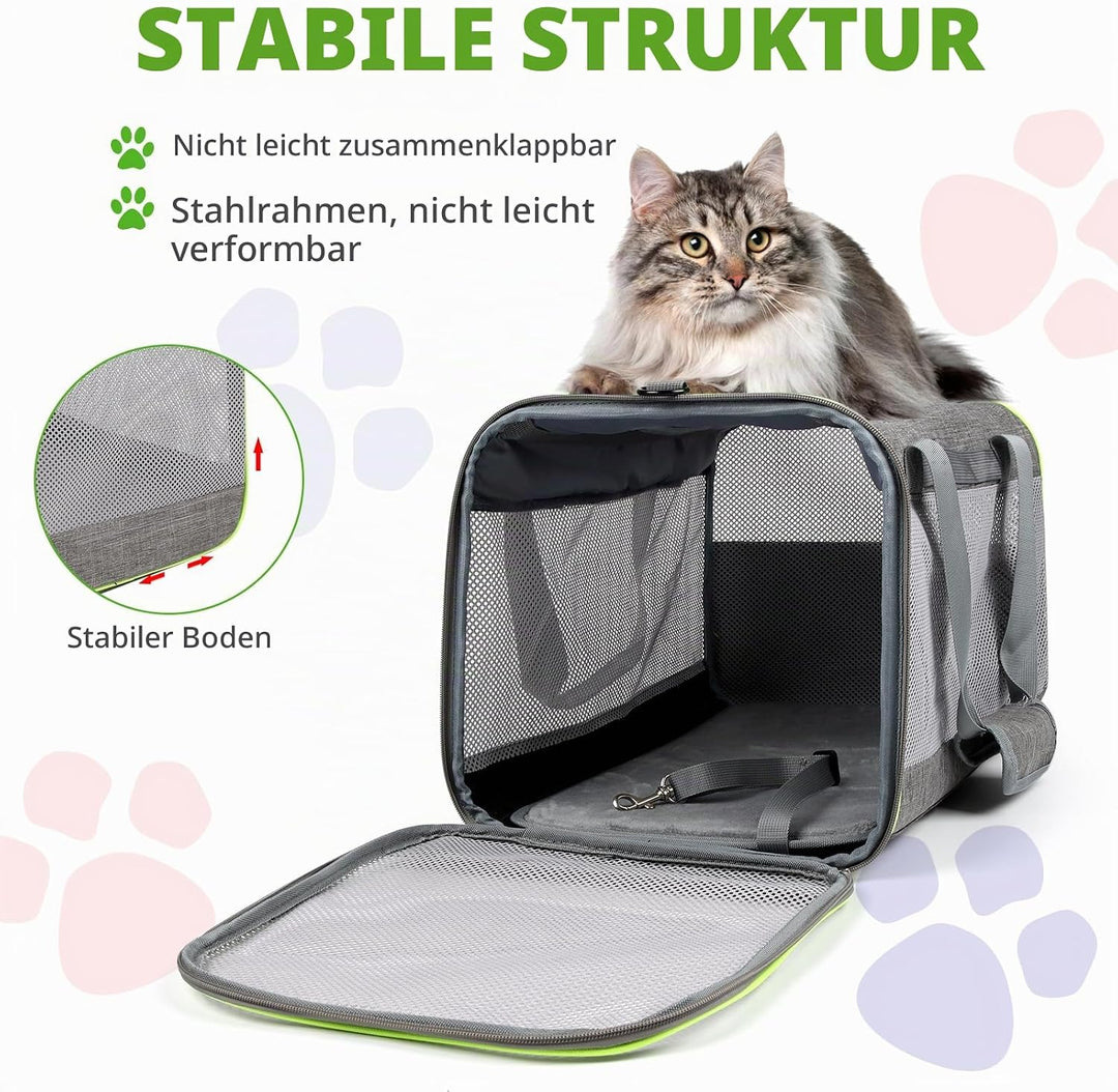 Lannvan Transportbox Hund, Katzen Transportboxen bis 6,5kg, Hundebox Auto Transporttasche Katze Atmu