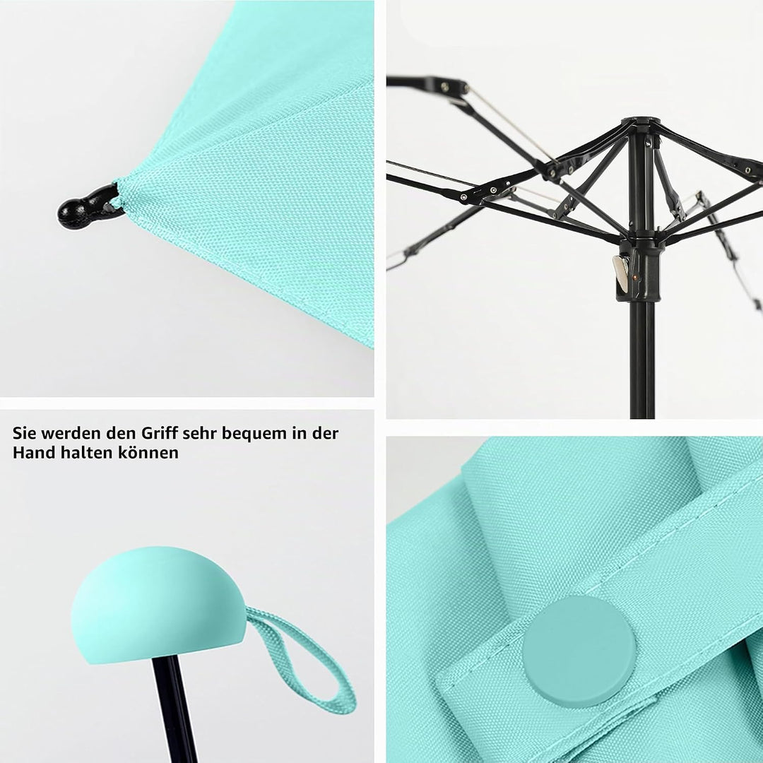 BAODINI Reise-Mini-Regenschirm für Geldbörse mit Etui – kleiner kompakter UV-Regenschirm, Sonnenschu