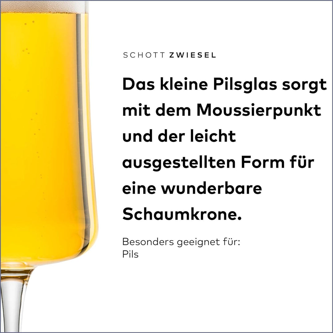 SCHOTT ZWIESEL Pilsglas Beer Basic 0,3 l (4er-Set), klassische Biertulpe mit Moussierpunkt, spülmasc