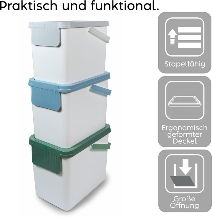 Snips 090081 Set getrennte Müllsammlung 2 x 25 Liter, Mülleimer Küche 26x36x43 cm, Weiss, Made in It