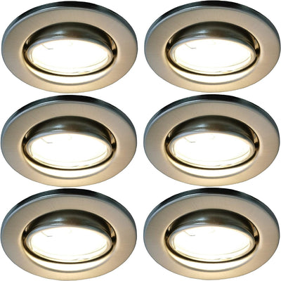 Trango 6er Set LED Einbaustrahler in Nickel Matt Rund 6729-062MOCOB Bad Einbauleuchte, Deckenstrahle