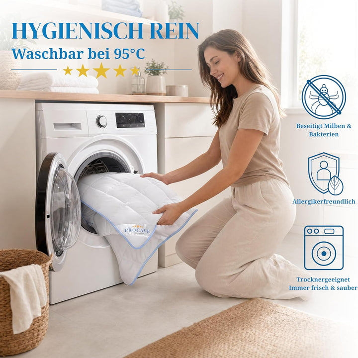 PROCAVE TopCool Qualitäts-Bettdecke für den Sommer 240x220cm, Soft-Komfort-Bettdecke, kochfeste Step