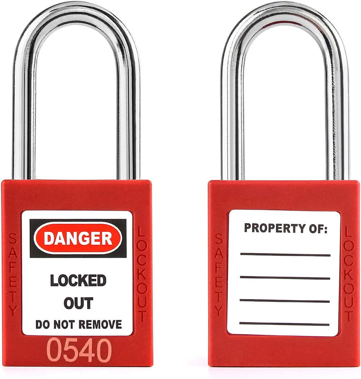 QWORK® Lockout Vorhängeschloss, 5Stk Vorhängeschlösser mit 10 Schlüssel, Rot, 38mm Pack of 5 Rot/Aus