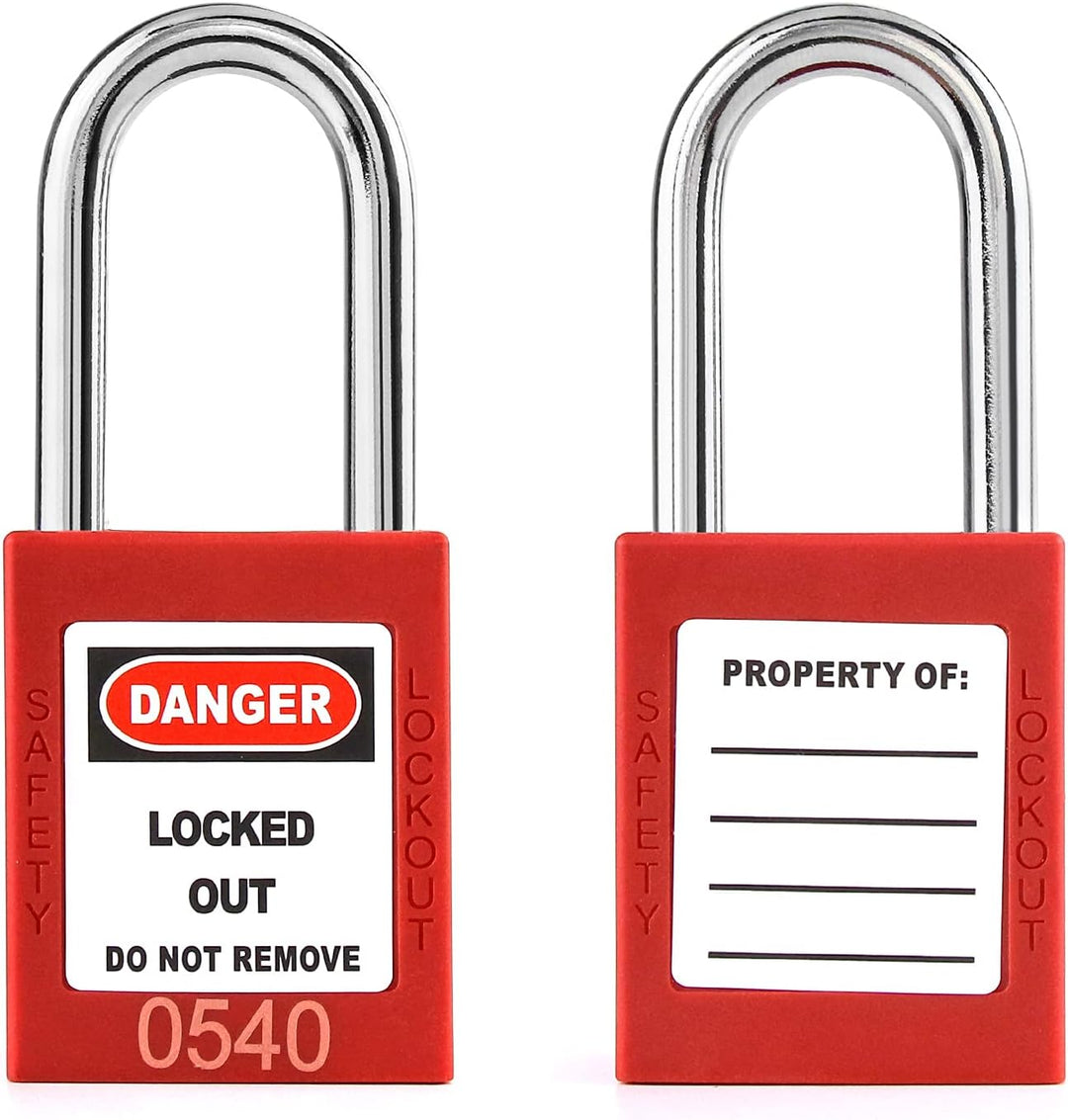 QWORK® Lockout Vorhängeschloss, 10Stk Vorhängeschlösser mit 20 Schlüssel, Rot, 38mm 10 PCS Stahl, 10