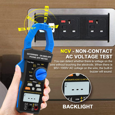 Digitales Zangenmessgerät Multimeter T-RMS 6000 Counts,GR-580S-APP berührungsloser Spannungsprüfe mi