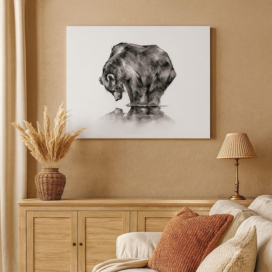 ARTTOR Bilder auf Leinwand 100x70cm Leinwandbild mit Rahmen Bär Tier Gross Wanddeko Bild Schlafzimme