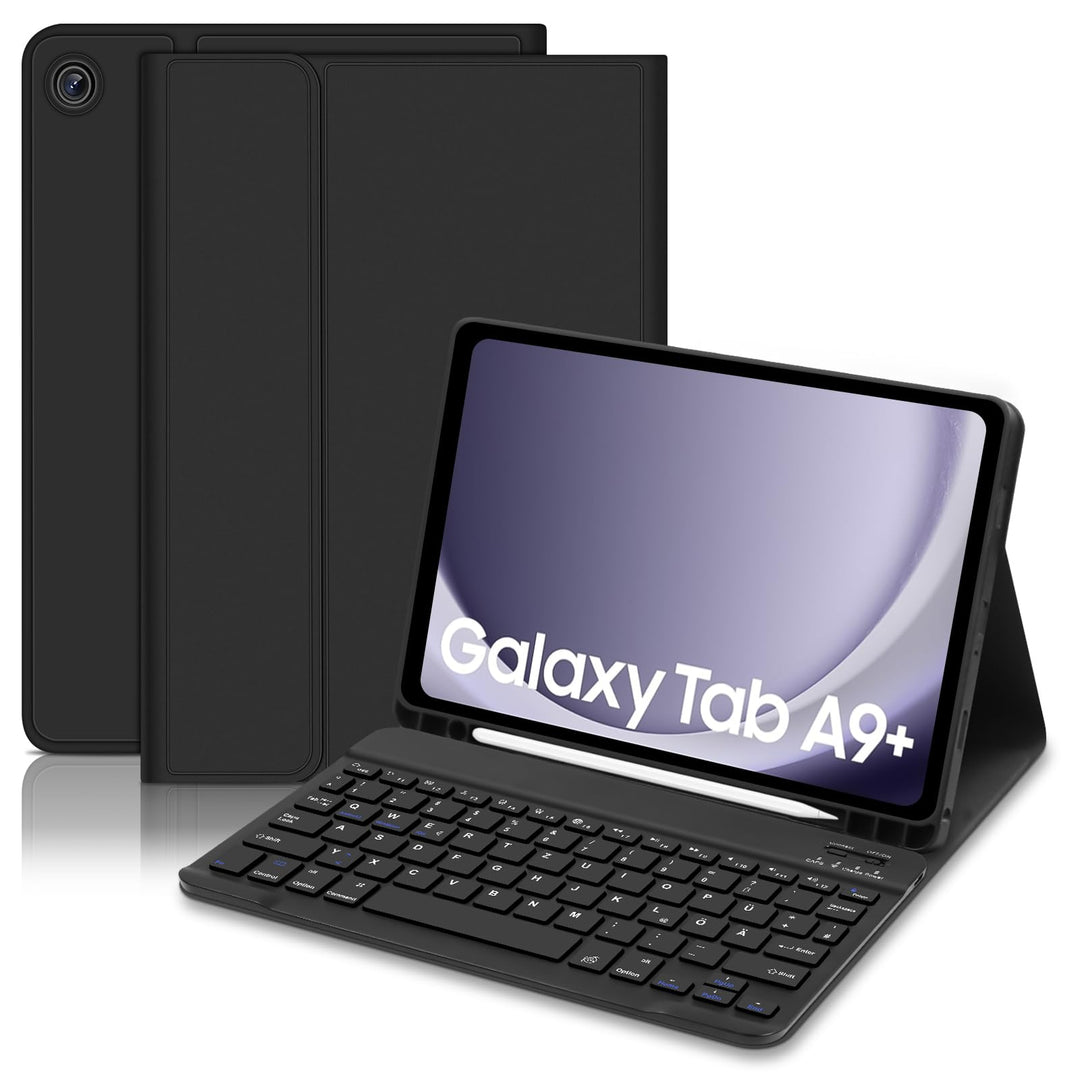 Samsung Galaxy Tab A9 Plus 11 Zoll 2023 Hülle Tastatur, Galaxy Tab A9 Plus Hülle mit QWERTZ Deutsche