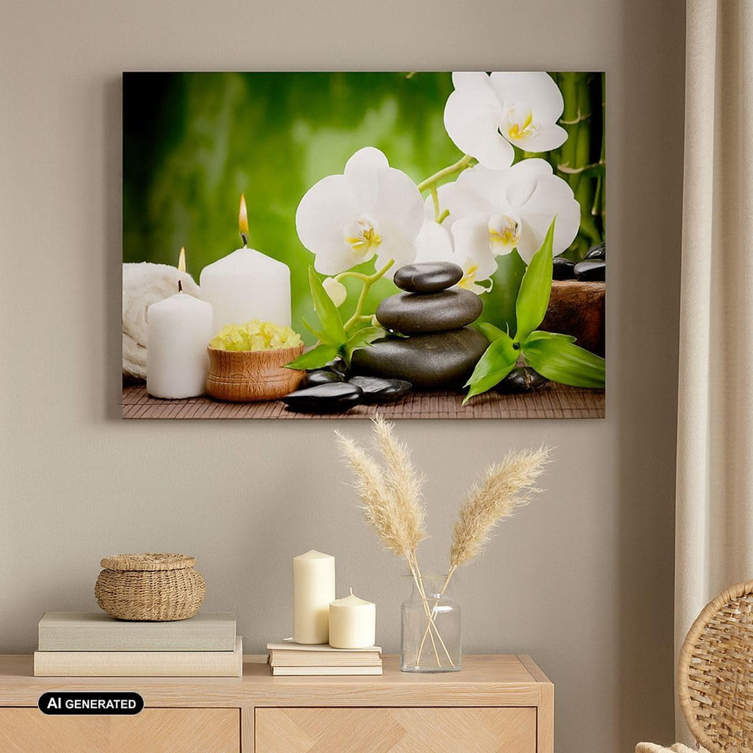 Bilder auf Leinwand 100x70cm Leinwandbild Blume aromatherapie spa Gross Wanddeko Bild Schlafzimmer K