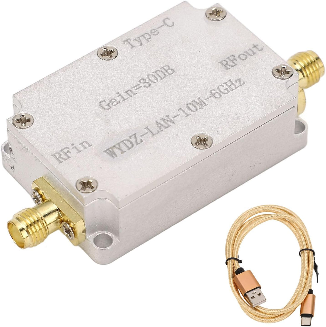 HF-Breitbandverstärker, Rauscharmer 30-dB-Hochverstärkungsverstärker LNA 10 M-6 GHz, SMA-Buchse, DC