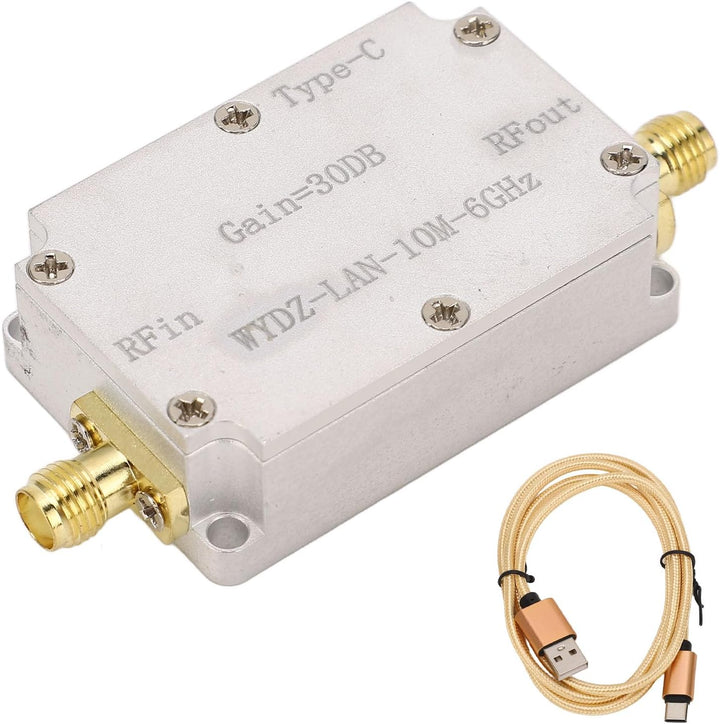 HF-Breitbandverstärker, Rauscharmer 30-dB-Hochverstärkungsverstärker LNA 10 M-6 GHz, SMA-Buchse, DC