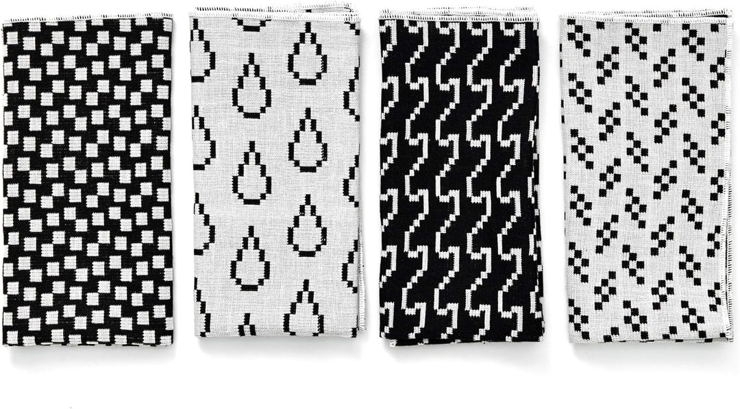 Areaware BITMAP Textiles | 4 SERVIETTEN | Susan Kare (Schwarz-Weiss), Schwarz-weiss