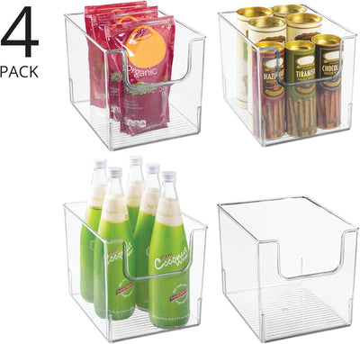 mDesign 4er-Set Aufbewahrungsbox für Lebensmittel – Küchen Ablage mit offener Vorderseite für Kühlsc
