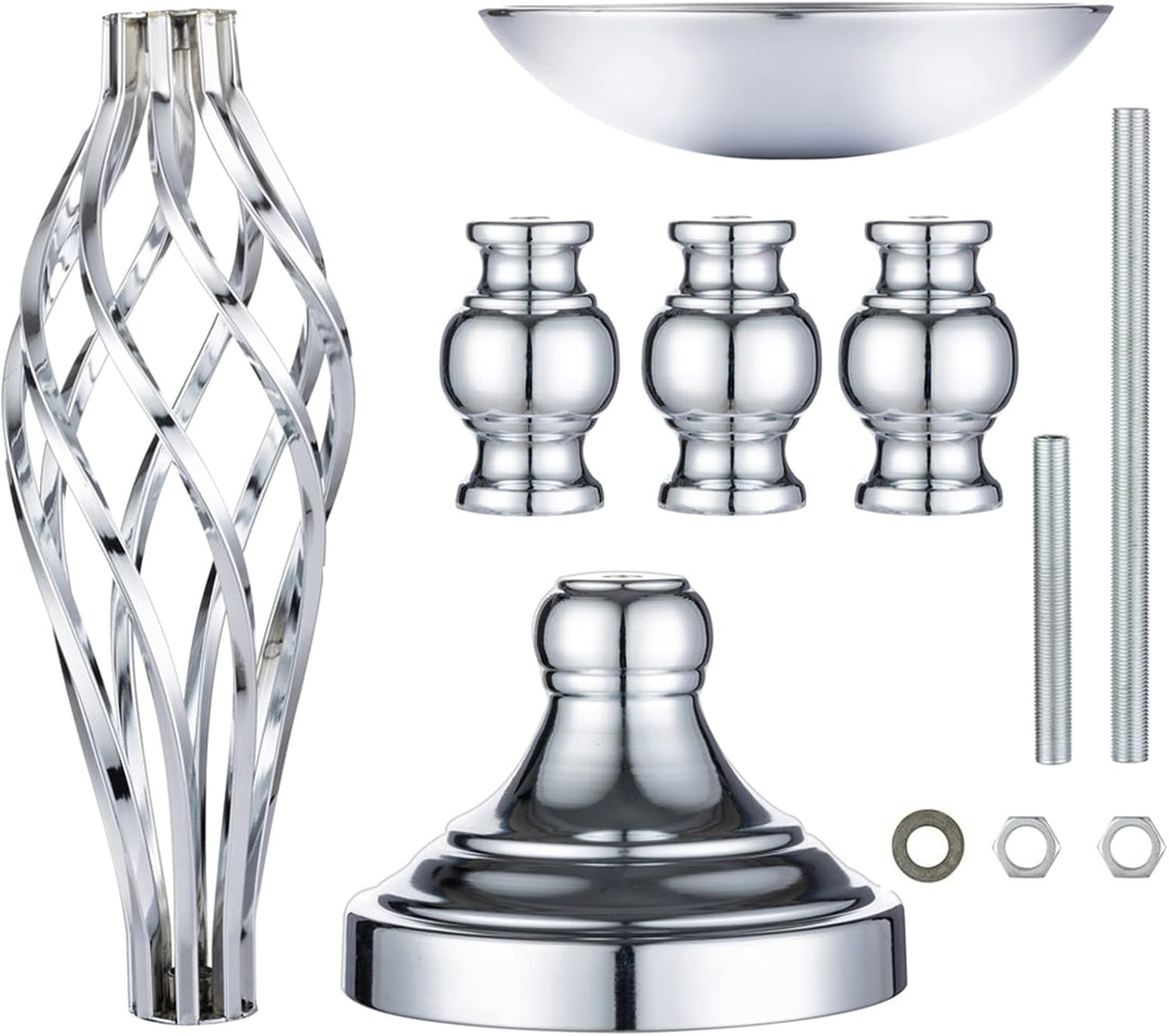 NUPTIO Satz von 2 Vielseitigen Silber Blumen Arrangement Ständer 59cm Höhe & Stumpen Kerzenhalter Se