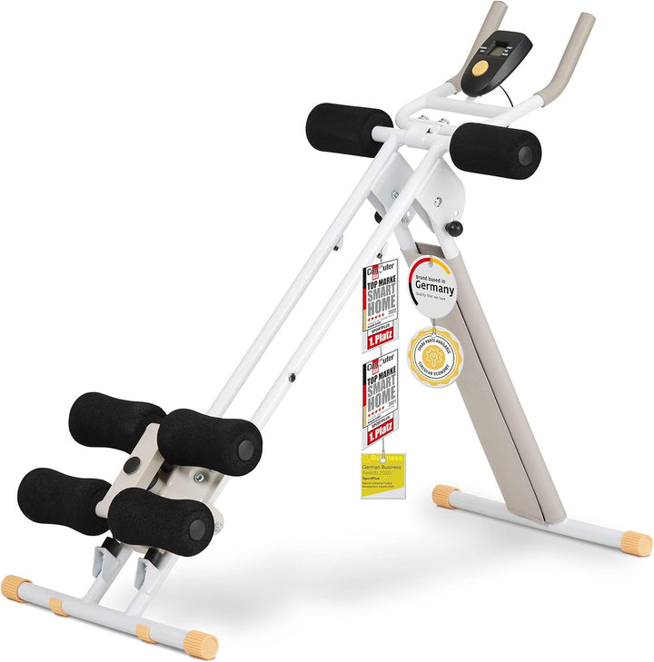 SportPlus Bauchtrainer für zuhause klappbar - Bauchmuskeltrainer, Bauchroller mit 3 oder 4 Trainings