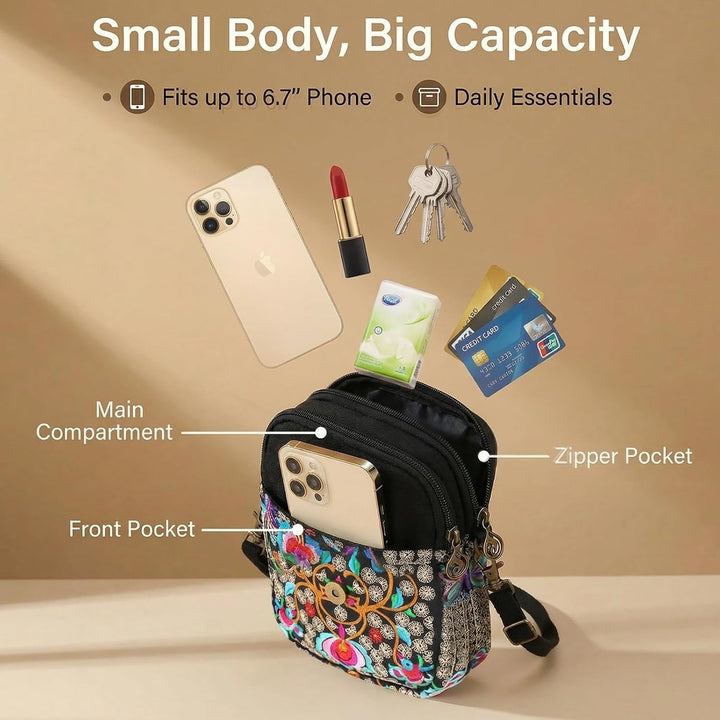 Goodhan Vintage Handmade Women Mini Crossbody Bag Cellphone Pouch Small Handbag Coin Purse Stil 01: