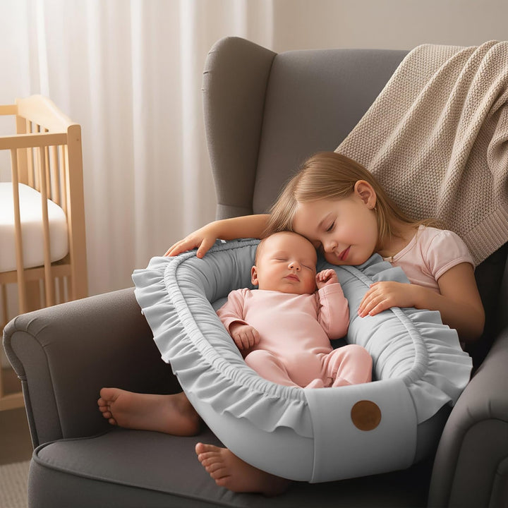 Babynestchen Baumwolle Kuschelnest für Neugeborene 90x50 cm - Baby Nestchen Bett Kokon Fleecestoff G