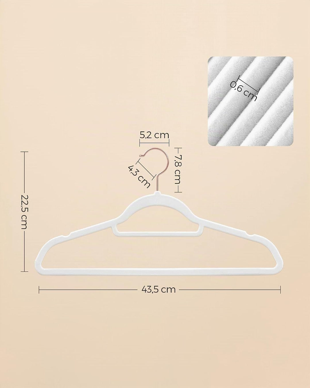 SONGMICS Kleiderbügel Samt, 30er Set, Bügel, rutschfest, kleine Stange für Krawatten, 360° drehbarer
