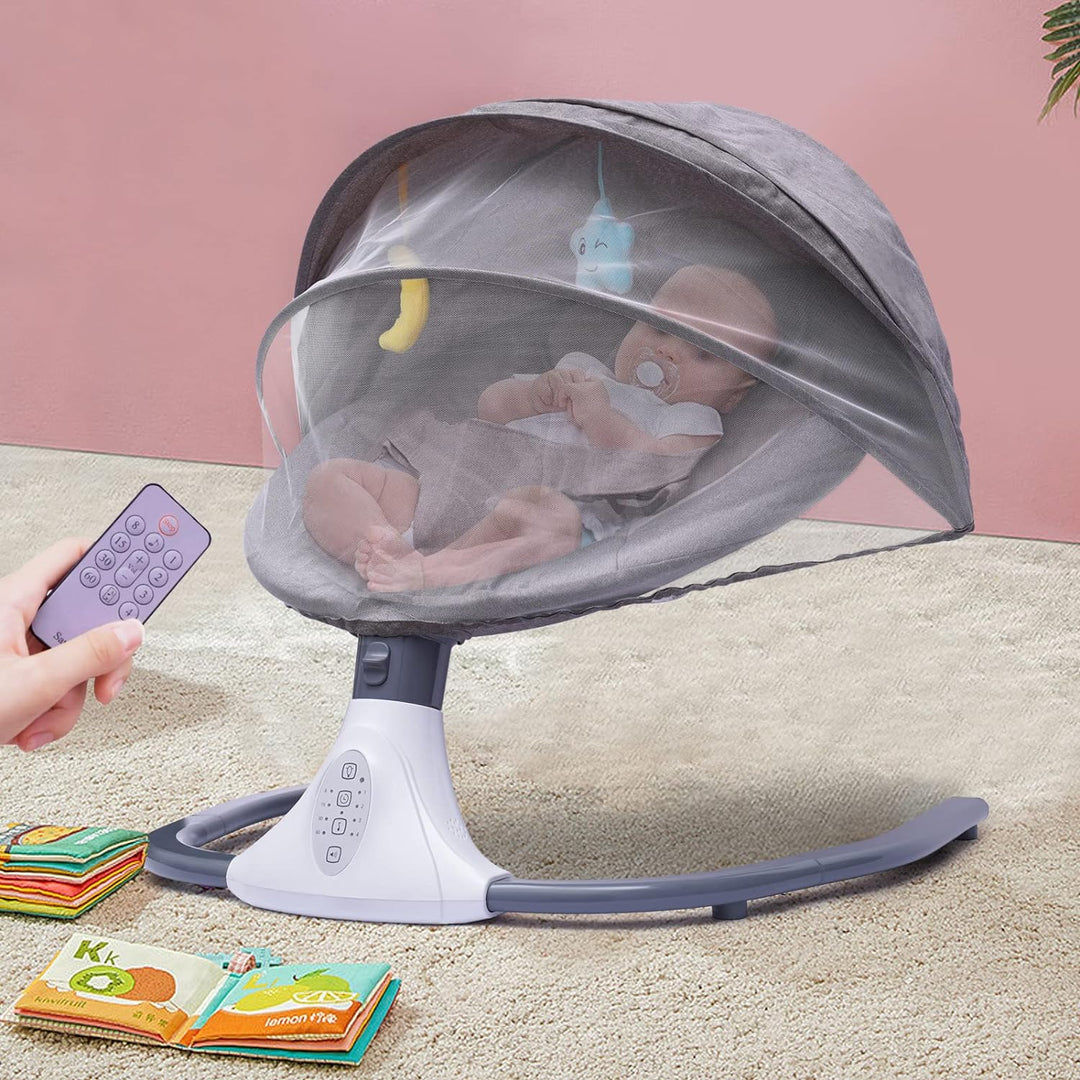 Elektrische Babywiege, Elektrische Babyschaukel mit Musik und Sitz, Removable Crib Netting mit 4 Swi