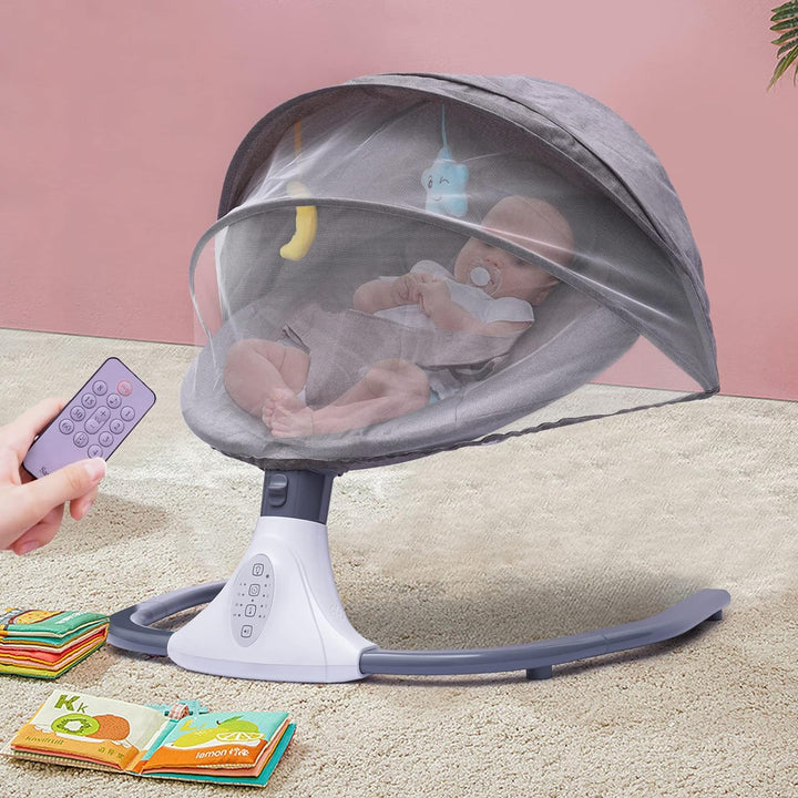 Elektrische Babywiege, Elektrische Babyschaukel mit Musik und Sitz, Removable Crib Netting mit 4 Swi