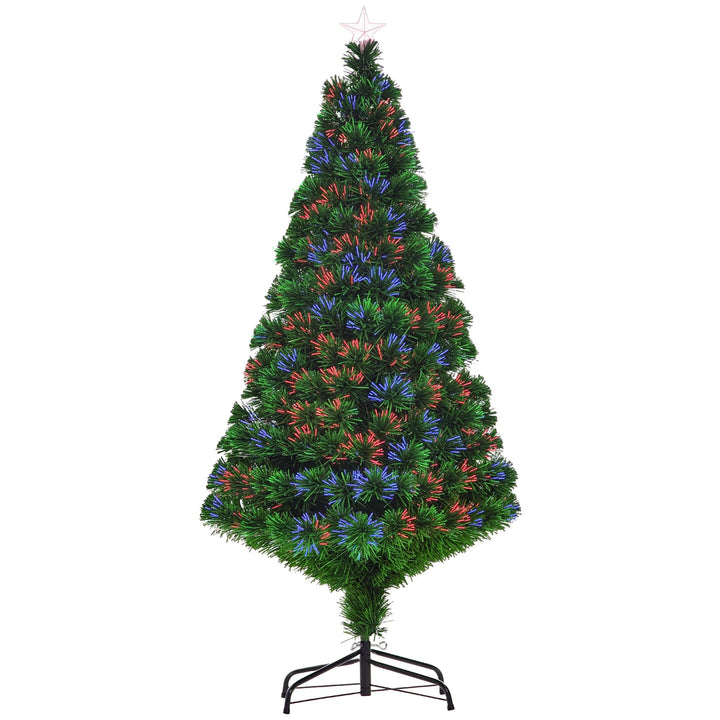 HOMCOM Künstlicher Weihnachtsbaum 150 cm mit Glasfaser künstlich Tannenbaum mit LED Beleuchtung, 180