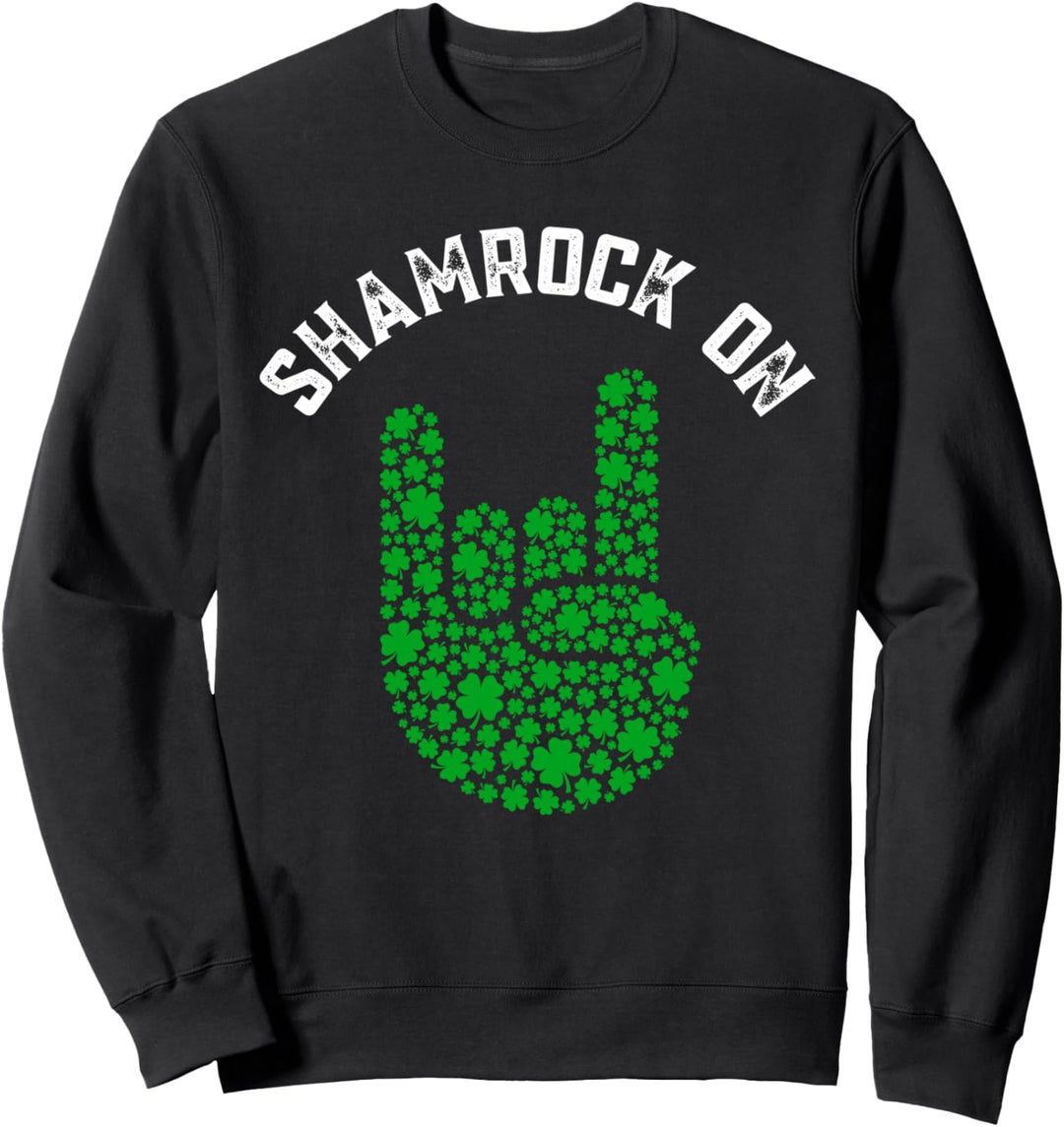 Metalhead St. Patrick's Day Shamrock Rock auf Handzeichen Sweatshirt