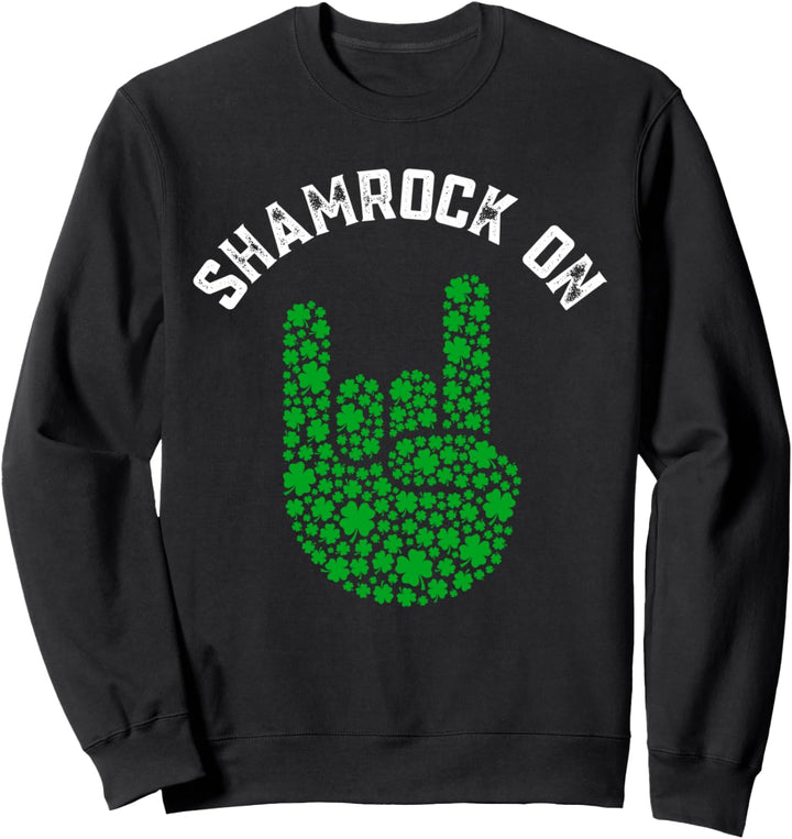 Metalhead St. Patrick's Day Shamrock Rock auf Handzeichen Sweatshirt