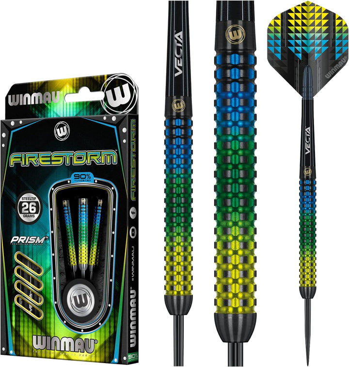 WINMAU Firestorm Profi Wolfram Steeltip Dartpfeile Set mit Flights und Schäfte 26g Steeltip, 26g Ste