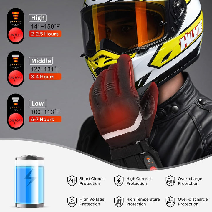 Sun Will Beheizte Motorrad Handschuhe Herren Damen, Winter wasserdichte Beheizbare Warme Handschuhe