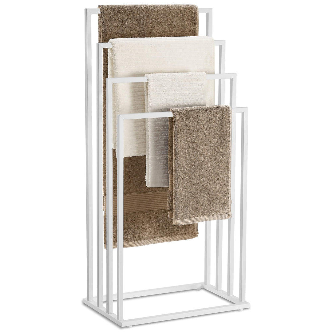 Handtuchständer Weiss – 4Ebenen, freistehend, platzsparend & modern – Stahl, Weiss