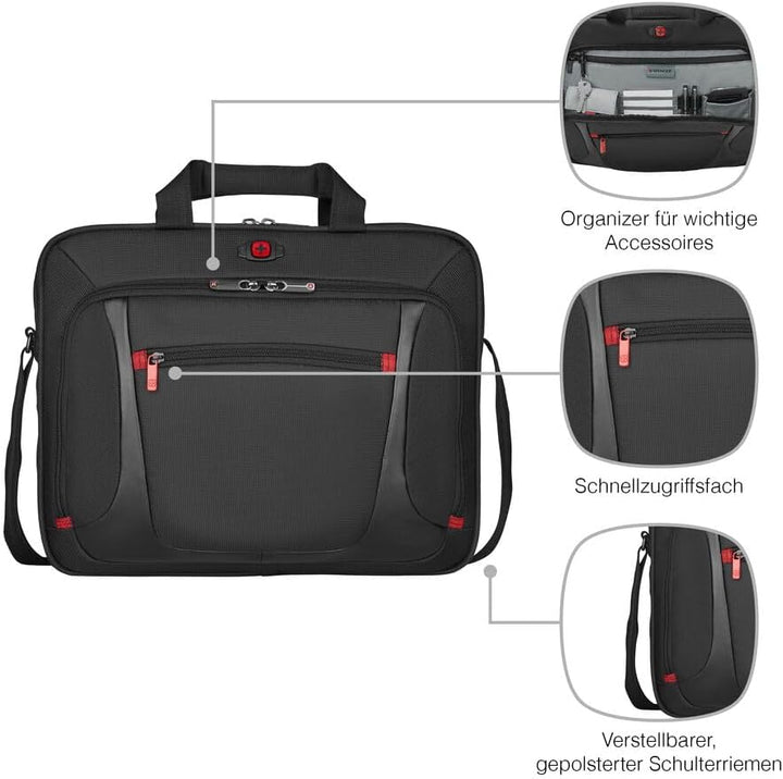 WENGER Sensor Aktentasche, Laptop-Tasche zum Umhängen, Notebook bis 15 Zoll, 9 l, Damen Herren, Büro