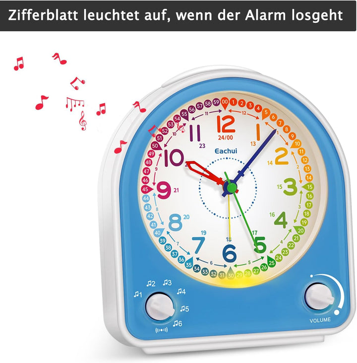 Analog Wecker ohne Ticken mit Schlummerfunktion, Nachtlicht, Einstellbarer Lautstärke und 7 Alarmtön