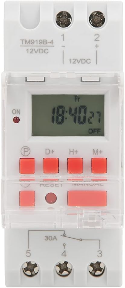 Digitale Zeitschaltuhr, DC 12V 30A 7 Tage Programmierbarer Timer, Mit Countdown-Funktion,16 EIN-/Aus