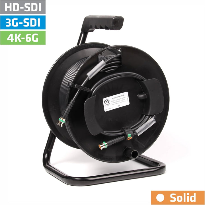Emelec VíasCom R-SDI-3006N/070 – 70 m Videokabel 3G-SDI 6G-SDI (0.8/3.75/6.0) montiert auf Kabelhalt