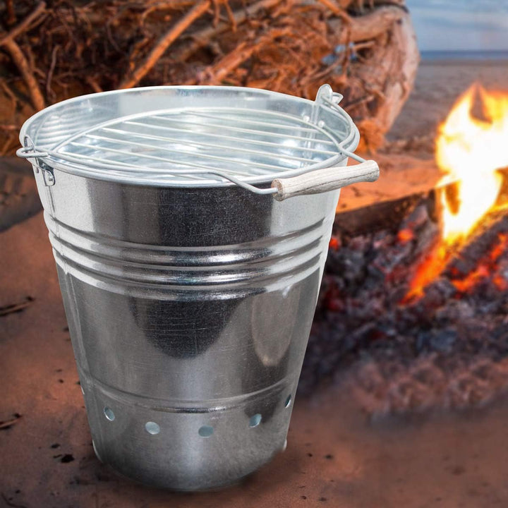 Antikas - Grill-Eimer aus Eisen, Gross, mit Henkel, Grillrost, Kohlerost