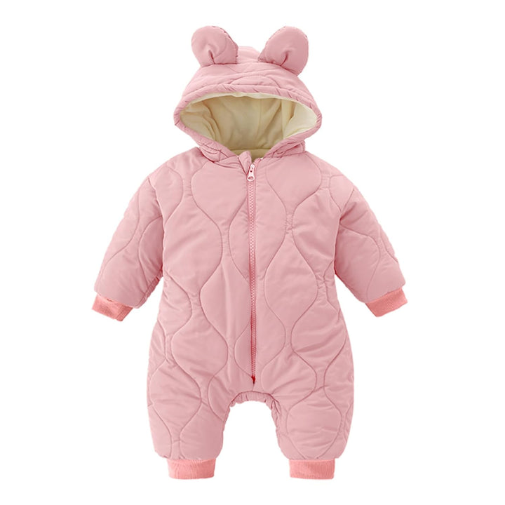 Minizone Baby Winter Overall mit Kapuze, Strampler Schneeanzug Jungen Mädchen Langarm Jumpsuit Warm