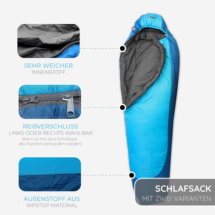 Aven Peak Schlafsack 230 cm - Hochleistungs Mumienschlafsack - koppelbar - warm - für bis zu -32 Gra