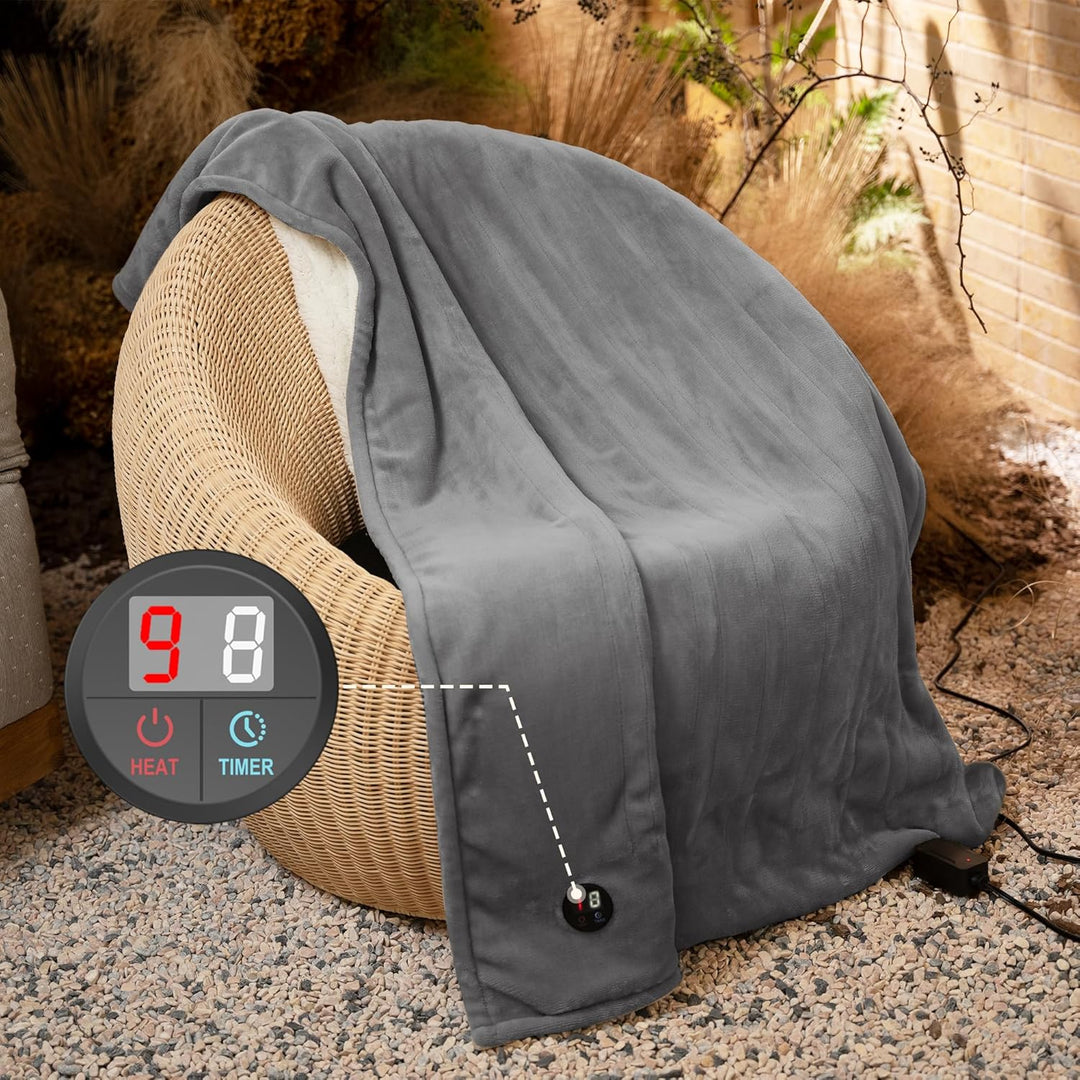 GOTCOZY Wärmedecke Heizdecke 130x180 cm – Ein Knopf Wärmedecke Elektrisch mit 10 Heizstufen & 9-Stun