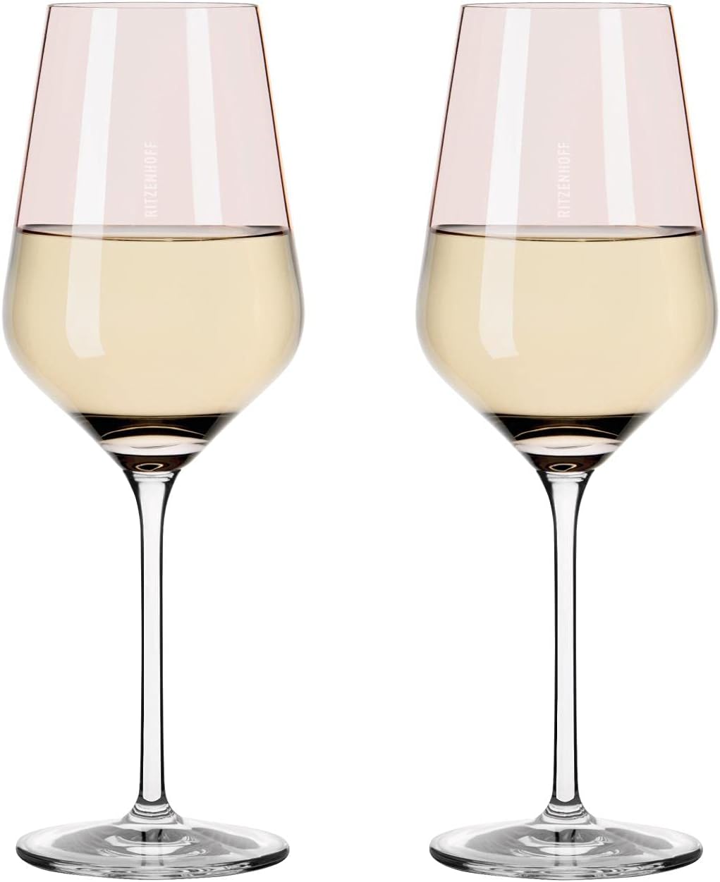 Ritzenhoff 3641001 Weissweinglas 300 ml – Serie Fjordlicht Nr. 1 – 2 Stück mit Farbverlauf Peach – M