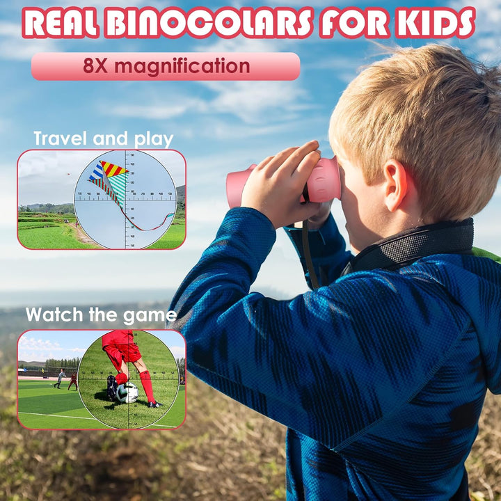 Raisand Rosa Fernrohr Kinder, Tragbares Monokulares Binoculars Mit Klarer Sicht, Fernglas Mit 8–12-F