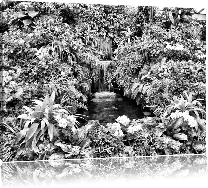 Pixxprint farbenfrohe Blumenoase / 100x70cm Leinwandbild bespannt auf Holzrahmen/Wandbild Kunstdruck