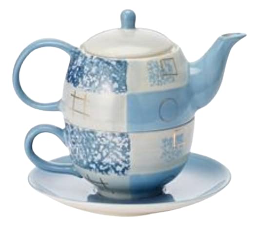 teemando® Tea-for-one-Set "Patricio" Keramik mit Goldauflage, 4-teilig Kanne: 0,4 l, Tasse: 0,2 l