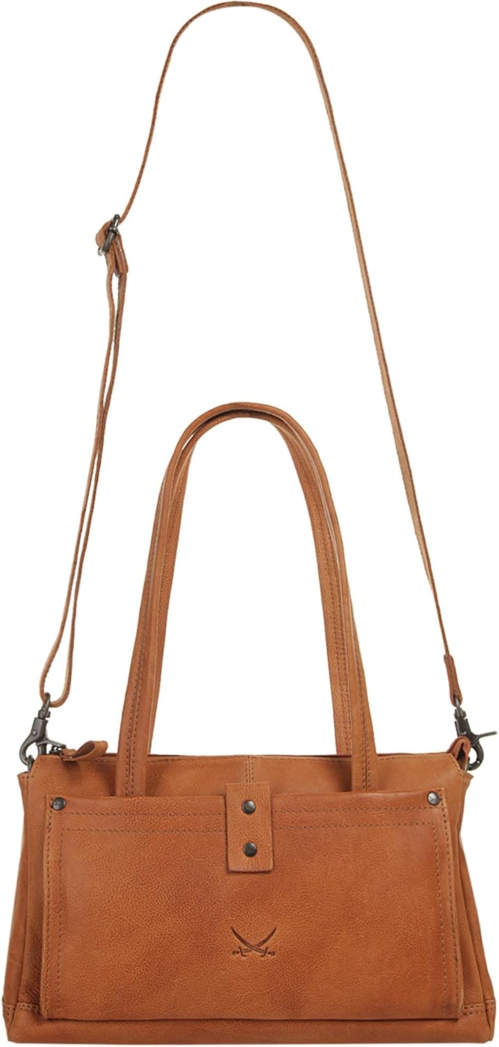 Sansibar Umhängetasche echt Leder Herren, Damen - 019708 Cognac, Cognac