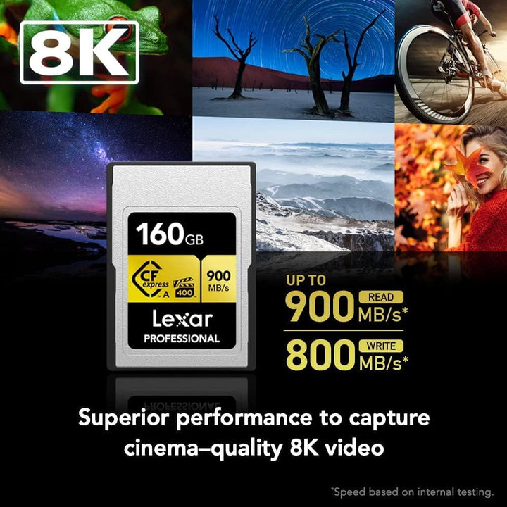 Lexar Professionelle 160 GB CFexpress Typ A Gold Series Speicherkarte, bis zu 900 MB/s Lesen, Kinoqu