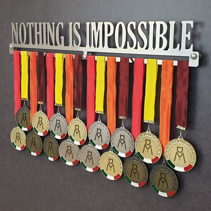 MEDALdisplay Nothing is Impossible - Medaillen Aufhänger - Wandhalterung für Medaillens Running, Mar