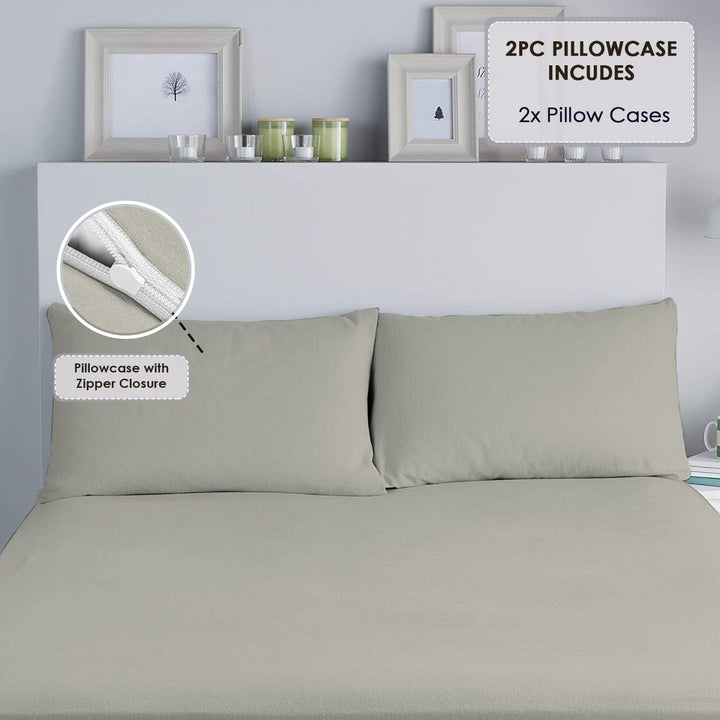 Pizuna Luxuriöser Soft-Satin 2er Pack Kissenbezug 70 x 90 cm Silber, 800 Fadenzahl Baumwolle Kissenb